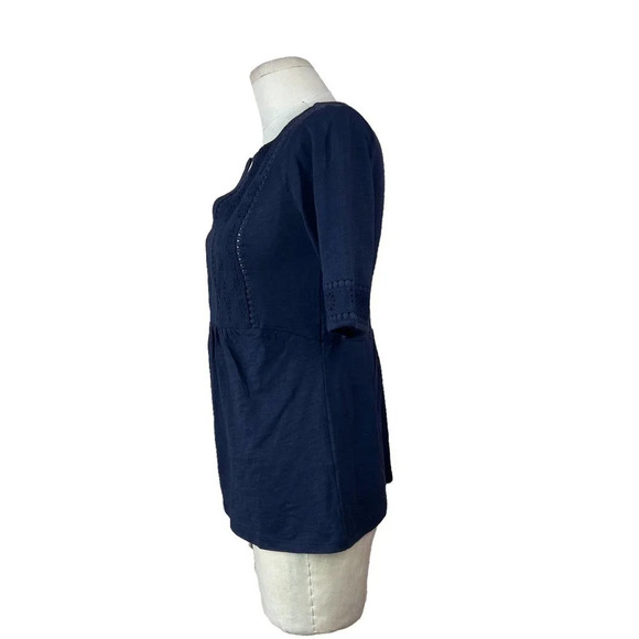 Boden Eyelet Lace Peasant Top T-Shirt Navy Blue Size US‎ 2 - Picture 5 of 12